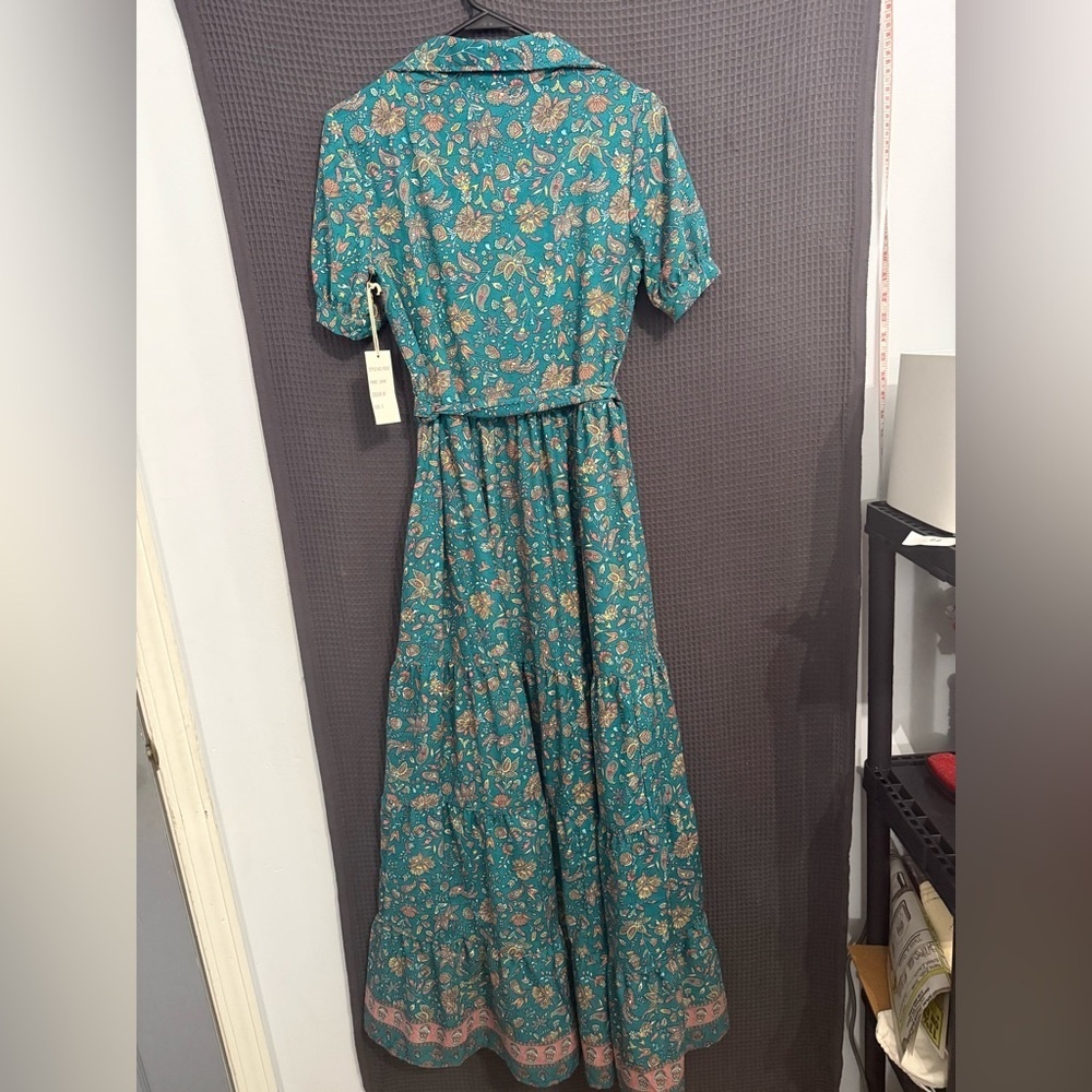 NWT Boemo Floral Maxi Dress Boho Prairie Style Womens S Belted Collared - Picture 8 of 10